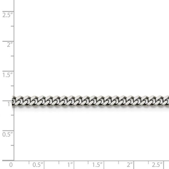 4mm Stainless Steel Heavy Flat Curb Chain Necklace, 30 Inch